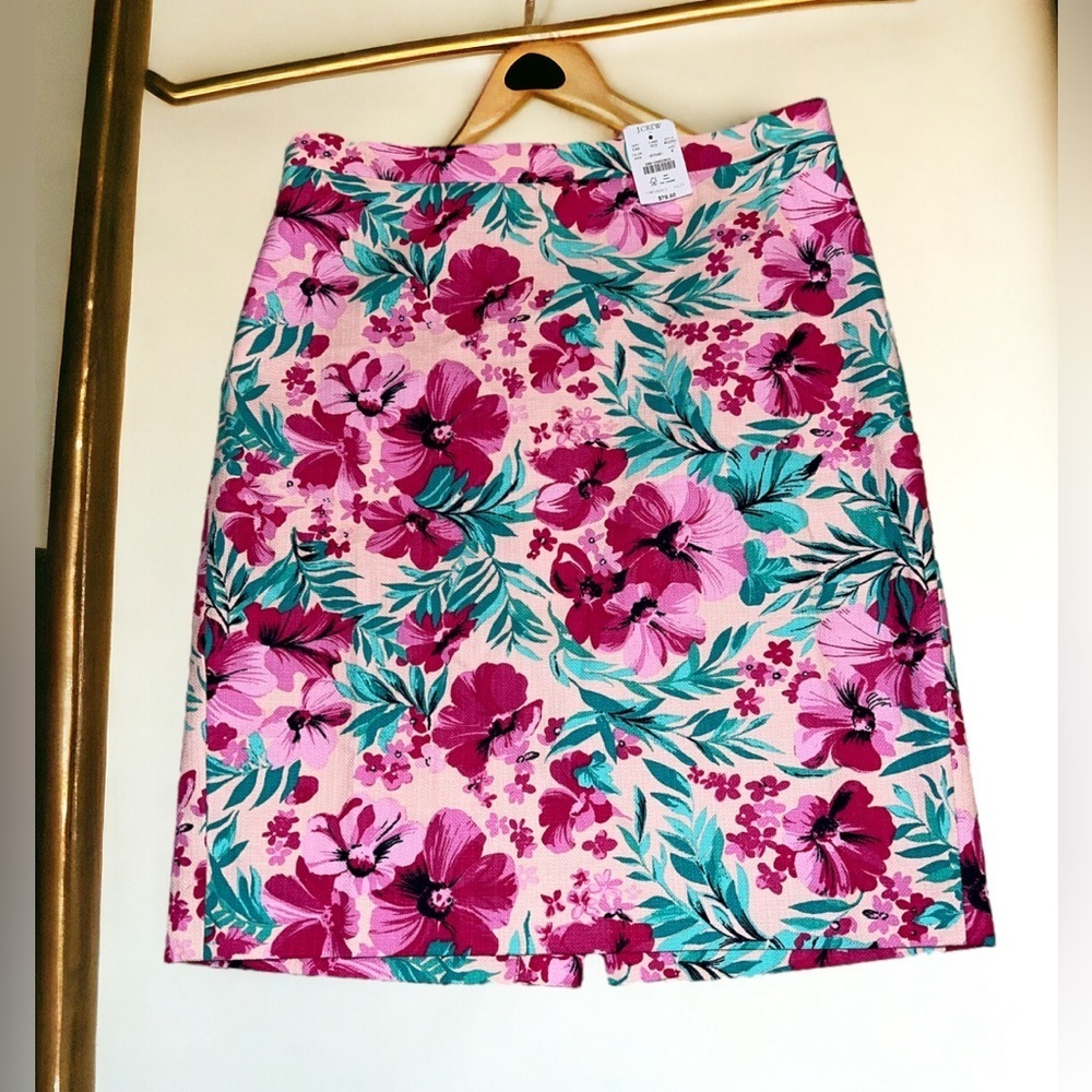 J. Crew NWT Floral Basketweave Pencil Skirt Spring Summer - Picture 2 of 7